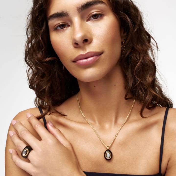 Image of a Core Ring and Core Necklace in black resin.