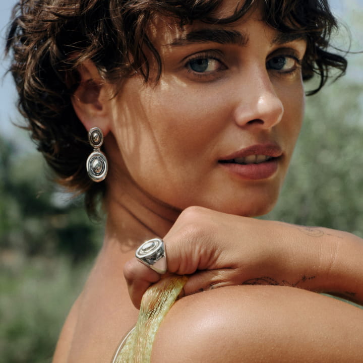 Ranch Drop Earrings and Ranch Ring on Taylor Hill.