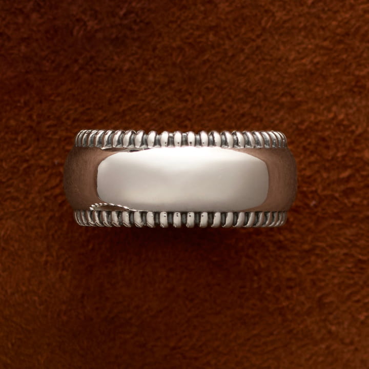 Still life image of the Small Disc Ring in Sterling Silver.